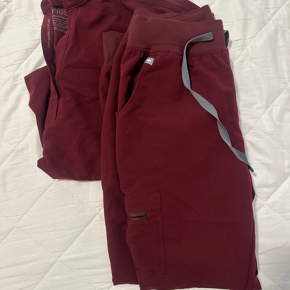 Figs burgundy set xs regular